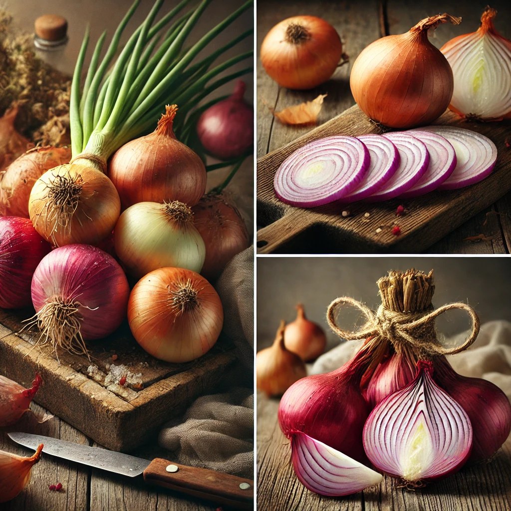 "Garva onions in mesh and jute packaging"